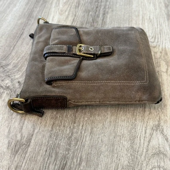 COACH VINTAGE Brown / Taupe Suede Hamilton Crossbody / Slingback Bag - EUC - Picture 12 of 16